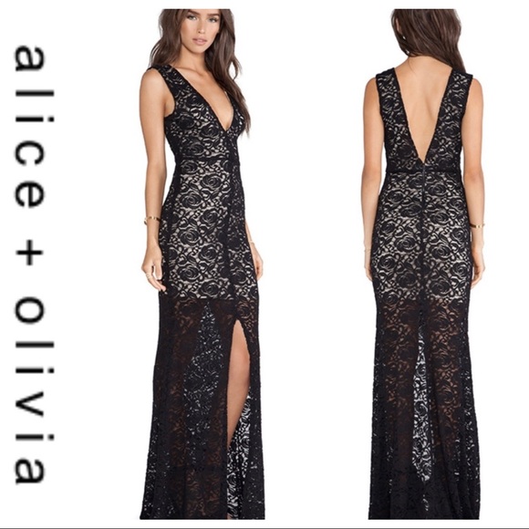 Dresses & Skirts - 💕SALE💕Alice+Olivia Black Mia Lace Overlay Dress